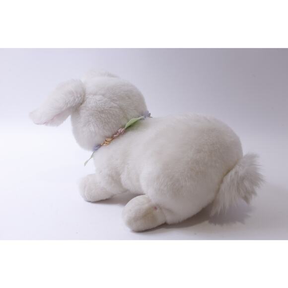 Easter Bunny, Medium Plush, Floral Collar, Stuffed Animal, ~ 241211-WH M-17-11 - Picture 2 of 3